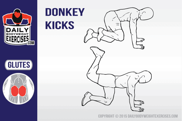 bodyweight glute exercises: how to do donkey kicks