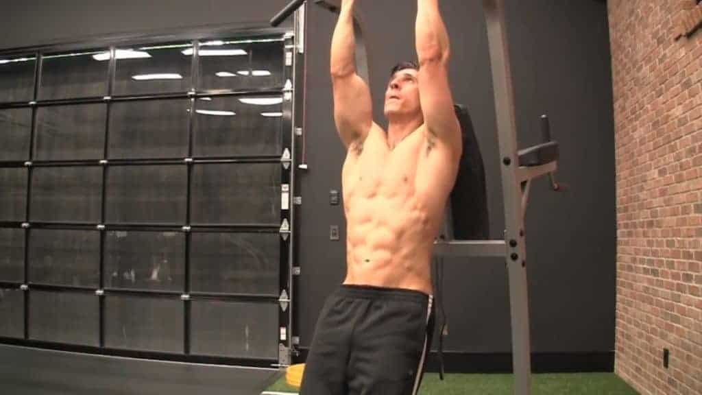 chin-up knee-up is among the best bodyweight exercises for men