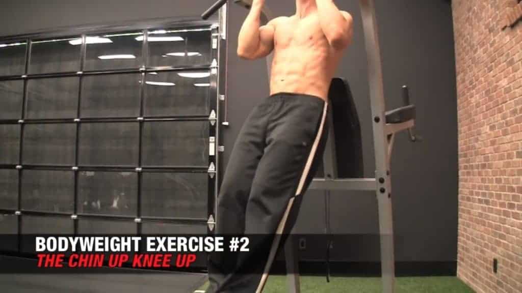 chin-up knee-up is among the best body weight exercises for men