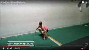 bodyweight squat: snowboard hop