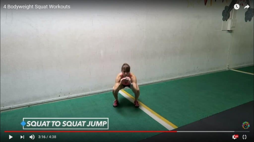 bodyweight squat workout: squat to squat jump