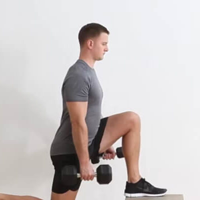 Offset Dumbbell Reverse Lunge From Deficit