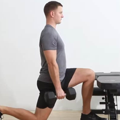 Offset Dumbbell Reverse Lunge With Blocked Knee