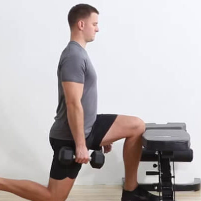 Single-Arm Dumbbell Reverse Lunge With Blocked Knee